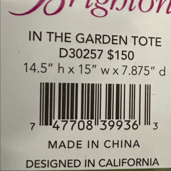 NWT BRIGHTON In The Garden Tote Bag Canvas $150 - Picture 11 of 11